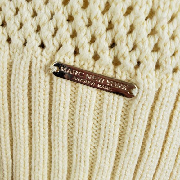 Andrew Marc Women's M Balloon Sleeve Loose Knit Sweater Yellow Coastal Grandma - Picture 2 of 9